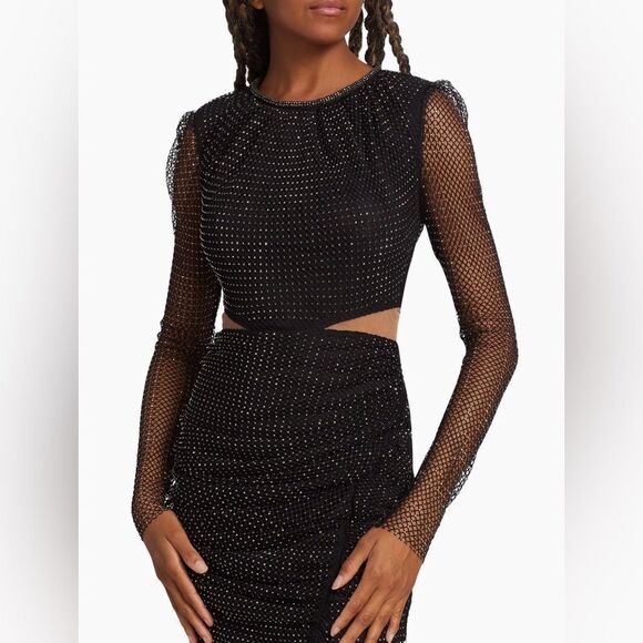 Self-Portrait  Diamante Fishnet Midi-Dress size 4 - Picture 4 of 16